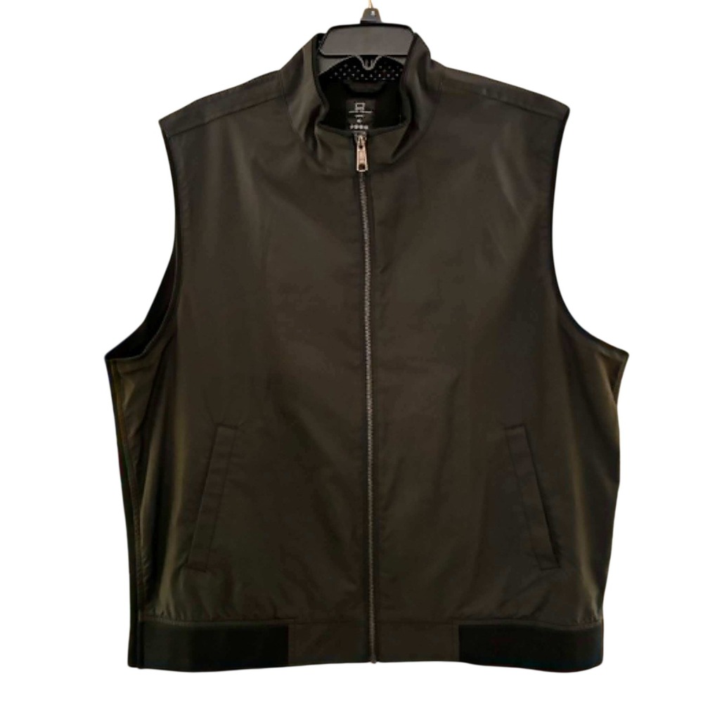 Michael Strahan Vest Mens XL Black Slim Fit Full Zip Lightweight Golf Preppy